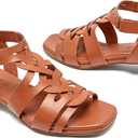 Women's Heels Chunky Heeled Sandals for Women, Summer Block Low Heels Ankle Strappy Square Open Toe Dressy Wedding Womens Sandals. (8, Tan 090)