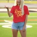 Game Day Shirt Women: Team Fan T-Shirt Cute Football Heart Graphic Tees Casual Season Short Sleeve Tops (Red, S)