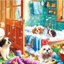 300 Pieces Puzzles for Adults,Bath Puppy Puzzle for Adults,Large Puzzle Piece for Seniors,Cute Dogs Themed Jigsaw Puzzles for Kids Ages 8-10,Puzzles for Family Game Nights, 20.5 x 15 in