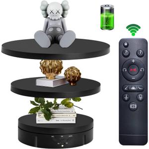 JAYEGT 3 in1 Motorized Rotating Display Stand with 5.74 /7.08/ 8.66 inch Replacement CoverMax 22lbs Load360 Electronic Turntable for Photography Products (3 in1 / Black/ With Remote controller)