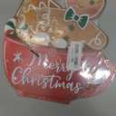 Merry Christmas Gingerbread Man Coffee Front Door Sign, Xmas Tree Peppermint Candy Wood Hanger Outdoor Outside Porch Home Decor, Winter Holiday Wooden Wreath Indoor Wall Hanging Decoration