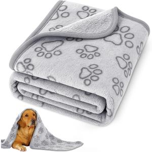 42" x 30" Dog Blankets for Medium Dogs, Cat, Premium Soft Dog Blankets for Small Dog Washable, Puppy Blanket Dogs Essentials for Puppies (Grey)