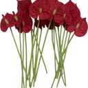 20 PCS Artificial Anthurium (1.8 inches) with Stem Clay Flower Hair Picks, Home Decor (Red)