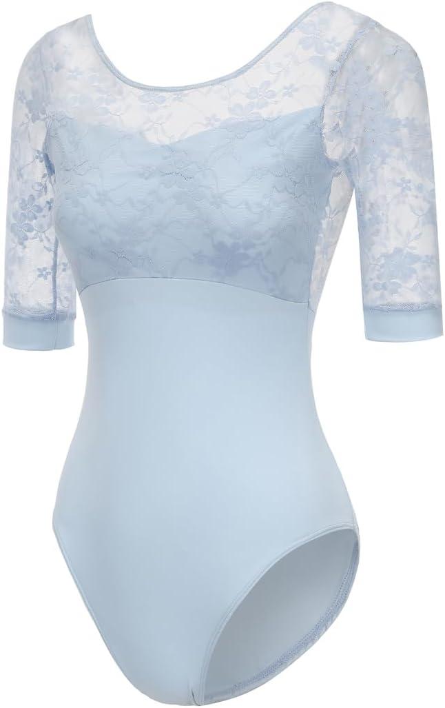 Women's Long Sleeves Leotards for Dance Adult Ballet Leotard for Grils (Blue, M)