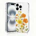 for iPhone 16 Pro Max Case, Floral Clear Case for iPhone 16 Pro Max, Cute Floral Pattern Flower Design, Aesthetic Phone Cover, Scratch Resistant Shockproof Cover, Marigold Pattern（B129）