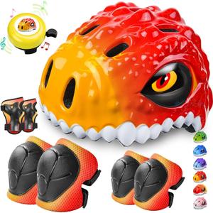 2 x Toddler/Kids Bike Helmet Set for Boys Girls 3D Adjustable Kids Helmet Protective Gear Set Knee Elbow Wrist Pads and Multi-Sports Skateboard Scooter Cycling Roller Balance Bike