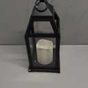 Bright Zeal 14" Tall Vintage Decorative Lantern with LED Pillar Candle (Distressed Gold) - Outdoor Lights Decorative Hanging - Battery Lantern with Timer - Vintage Candle Light