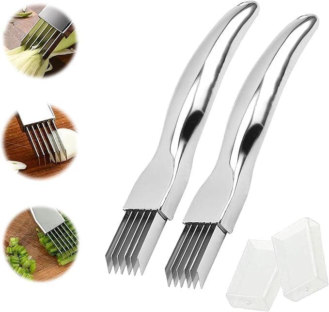 2 Packs Shred Silk the Knife, 2026 New ShredKnife Shred Silk the Knife Stainless SteelChopped Green Onion Knife Onion Slicer Thin Multifunctional Vegetable