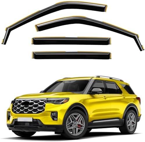 Deejecsun in-Channel Window Rain Guards Fit for Ford Explorer 2020 2021 2022 2023 2024 2025Extra Durable Window Deflectors Vent Shades Visors Exterior Car Accessories Visors Rain Guards - Pack of 4
