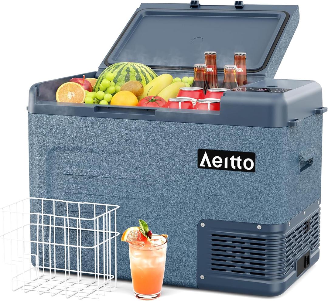 Aeitto 12 Volt Car Refrigerator 30Quart Car Fridge Freezer Electric Cooler Portable Cooler 12V Fridge RV Refrigerator -4-68 Temp Control 12/24V DC & 100-240V AC for Travel, Camping, RV, Road (Blue)