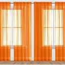 SpaceDresser Orange Sheer Curtains 4 Panels Rod Pocket Semi-Sheer Curtain 63 Inches Long Light Filtering Voile Window Drapes for Bedroom Living Room Kitchen, Each 52W x 63L