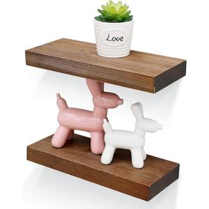 WELLAND Bradley Floating Shelves Handmade Wood Wall Shelf Set of 2, Tudor Oak Wall Mount Shelf (Set of 2, 12 inch)