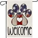 4 x CROWNED BEAUTY 4th of July Patriotic Garden Flag Paw Print 12x18 Inch Double Sided Independence Day Outside Welcome Small Yard Decoration (Multi)
