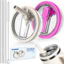 2 Pack 40 oz Flip Straw Leak Proof Lid for Stanley H2.0 Quencher, Stanley Lid Replacement 40 oz for Stanley Cup Accessories ProTour, No Spill Proof Straw Cover for Stanley (Cream & Rose Red)