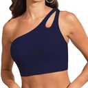 Aderea Womens Bikini Tops Push Up Bathing Suit Top One Shoulder Swimsuit Tops Full Coverage Swim Top Only Size Extra Large, Navy Blue 