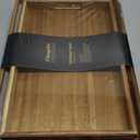 Fibogollo Set of 2 Acacia Wood Serving Tray with Handles,Decorative Trays Platter,Breakfast Tray in Bed,Food Drinks Tray for Eating,Working,Storing(Brown)