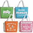 Hillban 4 Pcs Mahjong Tote Bag Set Mahjong Gifts for Women Mah Jong Tiles Bag Gifts for Mah Jong Players Friend Mom Grandma Lucky Birthday New Year