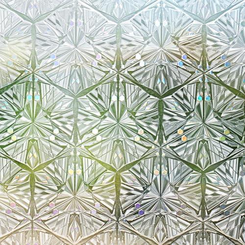 rabbitgoo Window Privacy Film Stained Glass Window Film, Decorative Stickers Removable UV Sun Blocking Clings Door Coverings, Diamond Pattern, 35.4 x 78.7 inches