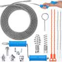 ACOCO 16.4FT Drain Snake, Drain Auger with Drill Attachment, 6 Cutter Heads | 14-in-1 Heavy-Duty Plumbing Snake Drain Clog Remover with 2 Hair Catchers & 2 Brushes for Kitchen Sink, Bathtub and Shower