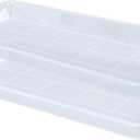 VUWEZ 2 Pack Plastic Plant Saucer, Rectangular, Indoors Outdoor, Water Drip Tray for Flower Pot, Windowsill (5.5 x 10 Inch, Clear)