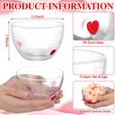 Potchen 2 Pcs Mother's Day Heart Glass Candy Bowl, Mom Gift 14oz Romantic Dessert Dish with Pink and Red Heart Detail Spring Decor for Bridal Shower Party Home Table