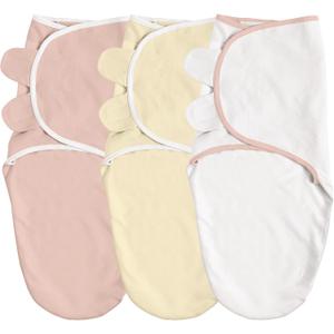 GLLQUEN BABY Swaddle Blankets for Baby Girl & Boy, Easy Adjustable Sleep Sack, Newborn Swaddles for 0-3 Months, Baby Sleep Sack, Pink & Yellow Tone, Swaddling Blankets 3 Pack Wrap Set