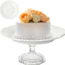 Lallisa 8 Inch Porcelain Wedding Cake Stand for Party White Porcelain Cake Plate Christmas Round Dessert Stand for Baby Shower Birthday Home Decoration