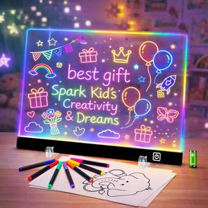 16" Rechargeable LED Doodle Glow Drawing Board for Kids with 9 Light Effects & 4 Modes, Neon Light Up Drawing Tablet Gifts for Kids/Girls/Boys/Teens for Easter Birthday Festival Gift Ideas