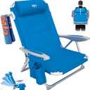 WEJOY Folding Beach Chair for Adults, 4-Position Aluminum Lightweight Beach Chair, Low Sands Chairs with Backpack Straps, Cup Holder and Padded Headrest, Supports 265lbs for Lawn