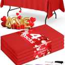 Red Plastic Table Cloth - 4 Pack 54"  108" Rectangle Disposable Tablecloths for 6FT Tables, Table Cover for Party, Valentines, Holiday & Gathering Use