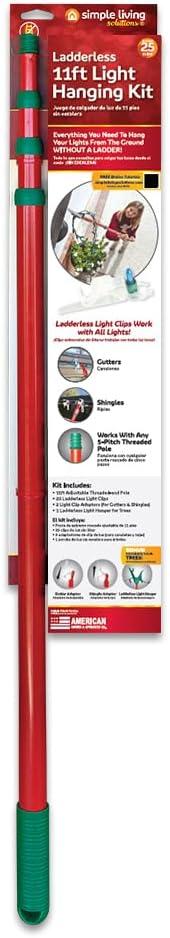 Simple Living Solutions Ladderless Light LED String Light Hang Kit for Indoor and Outdoor Use, 11 Foot