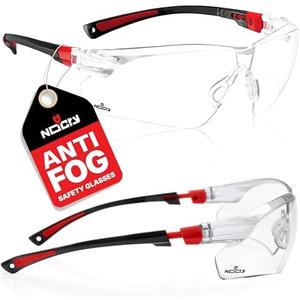 NoCry Clear Safety Glasses for Men and Women with Anti-Fog and Scratch Resistant Wrap Around Lenses, Adjustable Temples and Nose Pads — ANSI Z87 Certified Protective Eyewear with 100% UV Shielding 1 Pack