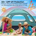 WhiteFang Beach Tent Anti-UV Portable Sun Shade Shelter for 3 Person, Extendable Floor with 3 Ventilating Mesh Windows Plus Carrying Bag, Stakes and Guy Lines (Beach Glass)