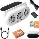 Solar Car Exhaust Fan, Car Window Exhaust Fan with 3 Air Outlets, Air Circulation in The Car Cooling, Eliminating Odors, Suitable for General Types of Car (White)