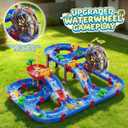 VATOS 2-Tier Watermill Summer Water Table, 124 PCS DIY Water Table with Water Pump Toys for Toddlers 3-5 4-7 Years Old, Fun Water Playset Outdoor Water Summer Toys for Backyard, Beach, Balcony, Garden
