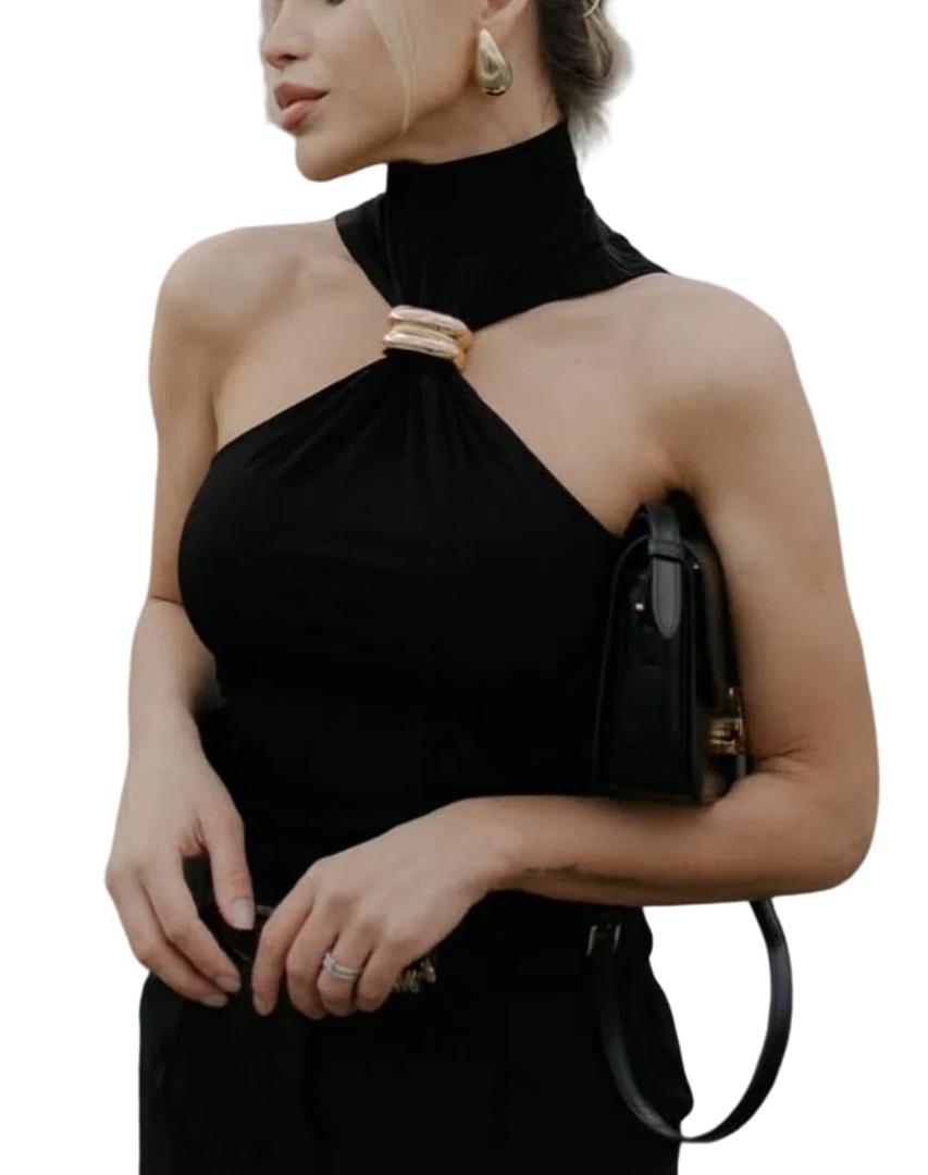 Women's Halter Tank Top Y2k Black Style Fitted High Neck Sleeveless Criss Cross Basic Tops for Women S