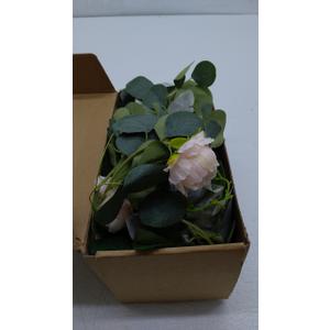 MISSPIN 2pcs Artificial Flowers Garland Eucalyptus Garland Vintage Fake Flower Peony Rose Vine Greenery Decorative Wall Hanging Plant for Wedding Arch Door Arrangement Party Decor (Light Pink,2pcs)