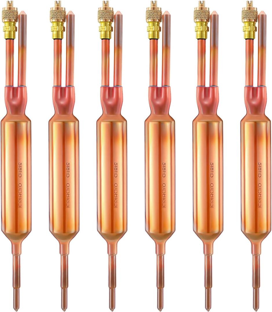 Shimeyao 6 Pcs Filter Drier Refrigerant Liquid Line Directional Filter Dryer AC & Refrigeration Line with Charging Valve 25 Grams 1/4 x 1/4 Compatible with R12, R22, R502, R134a and R407C