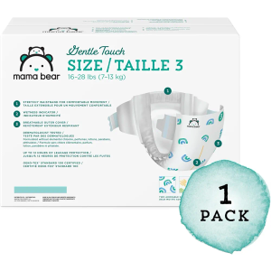 Amazon Brand - Mama Bear Gentle Touch Diapers, Hypoallergenic, Size 3, 168 Count (4 packs of 42), White