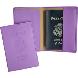 Royce Leather Passport Holder and Travel Document Organizer (One Size, Purple 3)