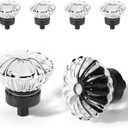 Oil Rubbed Bronze Crystal Cabinet Knobs 4 Pack Flower Crystals Cabinet Knobs Cabinets Knob Clear Small Pull for Closet Dresser Drawers Cupboard Wardrobe Vintage Retro Pulls Glass Old Fashioned Handle