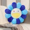 Flower Pillow,Colorful Flower Shaped Throw Pillow,Smiley Face Floor Cushions,Cute Sunflower Plush Pillows,Cute Plushie Room Decor,Mothers Day Decorative Pillows for Bed,Couch,Sofa,Car (Blue,15.7In)
