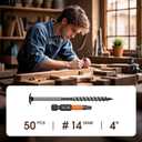 Wood Structural Screws Lag Screws Timber Screws Star Head Exterior Heavy Duty Rust Resistant Star Drive Bit Included (#14 x 4, Black, 50 pcs)