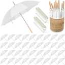36 Pcs Wedding Stick Umbrellas Bulk, 41 Inch Large Canopy Umbrellas with Wooden Handle Windproof Rainproof for Outdoor Wedding Party Decor Bride Shower Photo Props