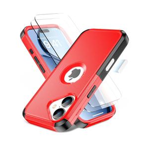 Magnetic for iPhone 17 Case, Compatible with Magsafe,2X Screen Protector,Military-Grade Protection, Drop-Proof Phone Cover for iPhone 17 6.3 inchs,Red-Hollow