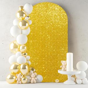 6.6FT Gold Arch Cover-Sequin Spandex Fitted Wedding Arch Cover Round Top Chiara Background Covers for Birthday Party Baby Shower Photo Arch Stand Decoration