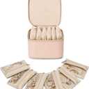 Vlando Jewelry Travel Case,Travel Jewelry Organizer with Clear Velvet Jewelry Bags 6Pcs Zipper Pouch for Women Gift Ideas for Birthday Wedding Graduation-Khaki