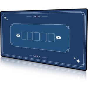 47 x 27 Inch 4-6 Person Small Blue Texas Hold'em Poker Mat Portable Poker Table Tops Cards Game Mat Pad Topper Waterproof, Easily Clean & Glide Over, Anti-Slip, Odorless