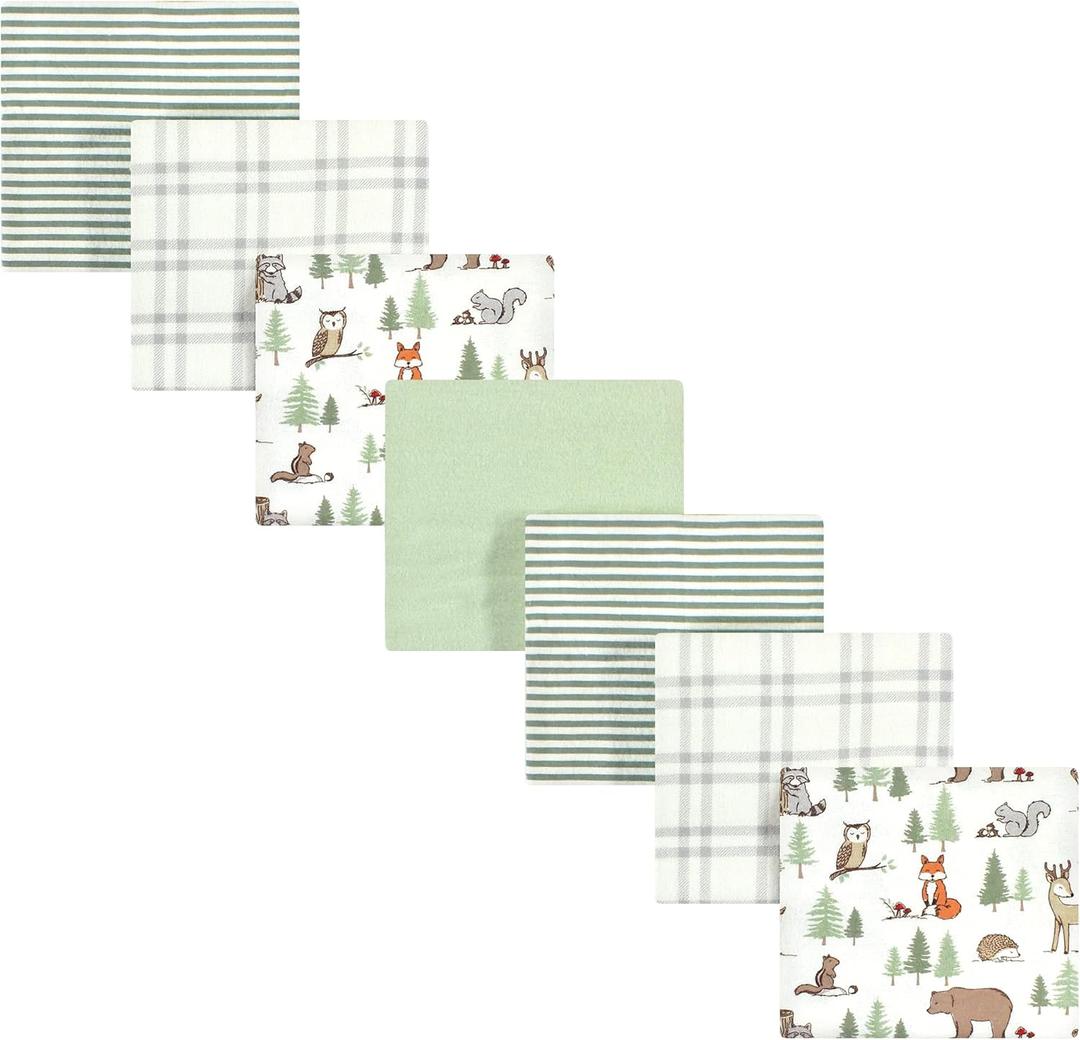 Hudson Baby Unisex Baby Cotton Flannel Receiving Blankets Bundle, Forest Animals, One Size