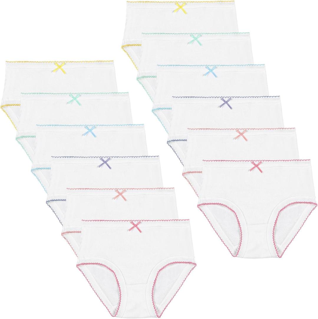 Phennie's Girls' Underwear Soft Cotton Panties Solid White Breathable Kids Girls Underwear Pure Cotton Undies 12 Pack (7-8 Years)